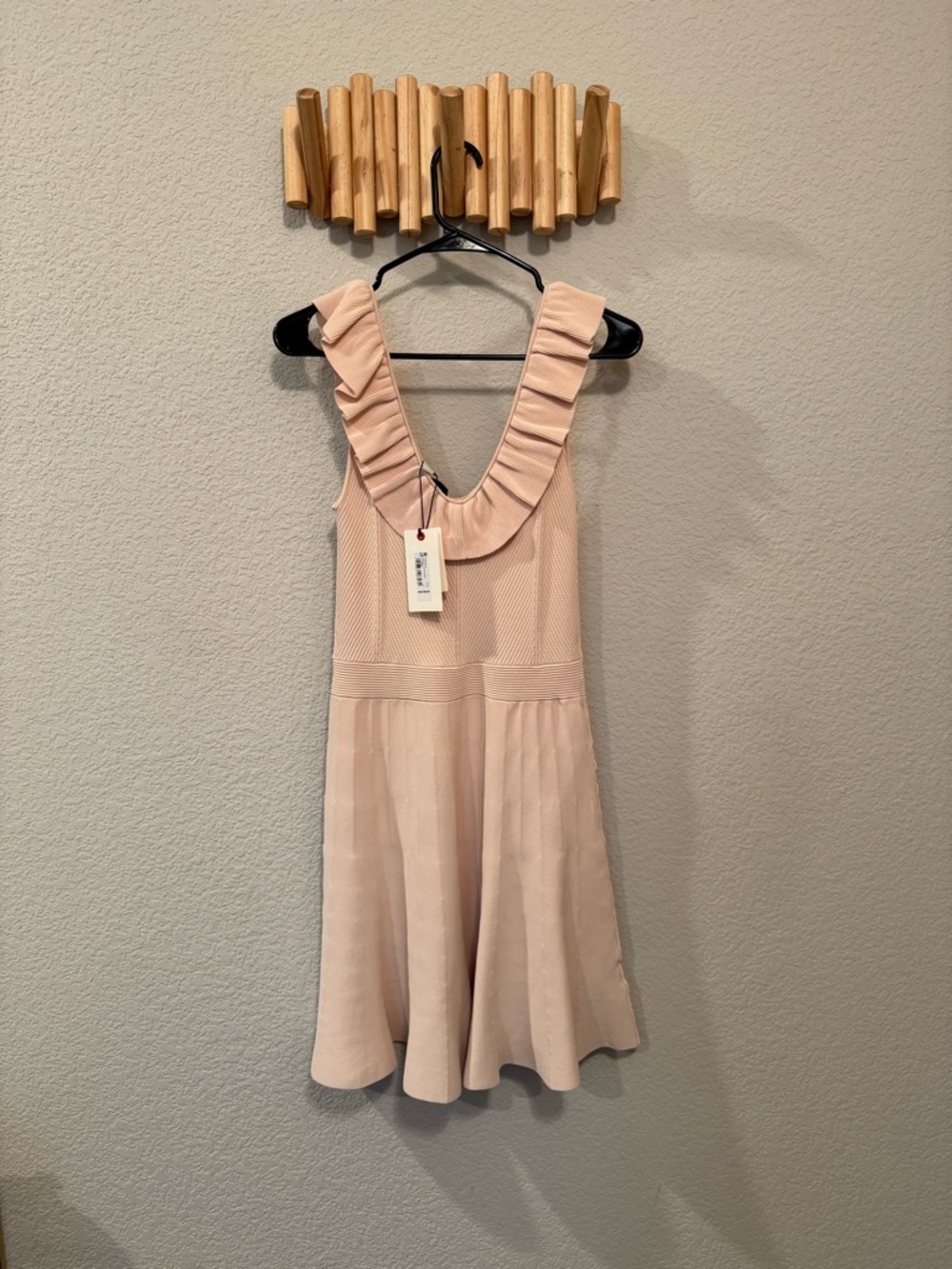 Ted Baker Blush Pink Ruffle Scoop Neck Skater Dress - Picture 4 of 5